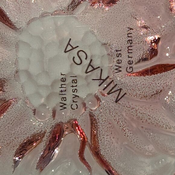 MIKASA Rosella Oval Canape Serving Platter 16" Walther Crystal Pink Rose Ruffled - Picture 3 of 16